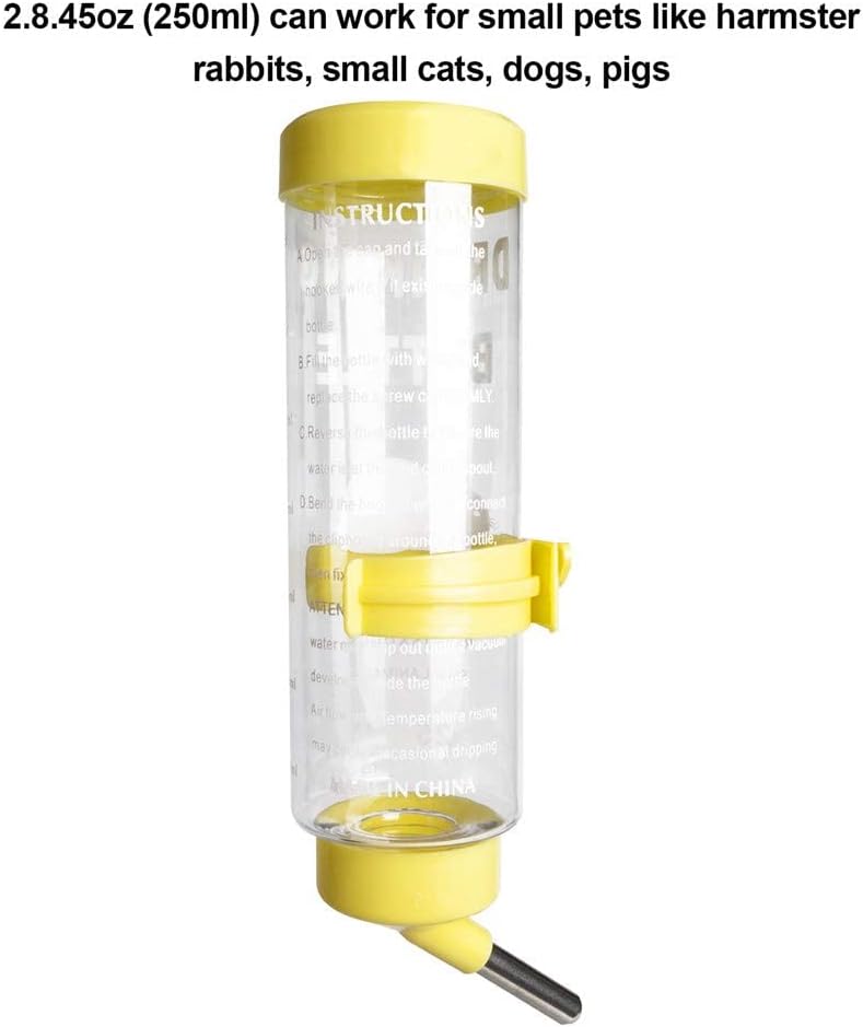 2PCS 8.45 oz No Drip Small Animal Water Bottle, BPA Free Best Water Bottle for Small Pet/Bunny/Ferret/Hamster/Guinea Pig/Rabbit