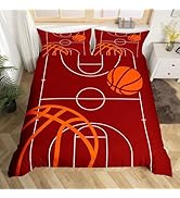 jejeloiu Basketball Bedding Set Twin Size Kids Basketball Court Comforter Cover Set for Boys Girl...