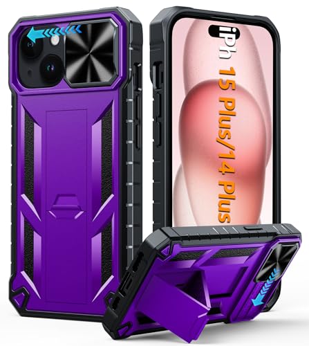 FNTCASE for iPhone 15 Plus Case iPhone 14 Plus Case with Kickstand & Slide