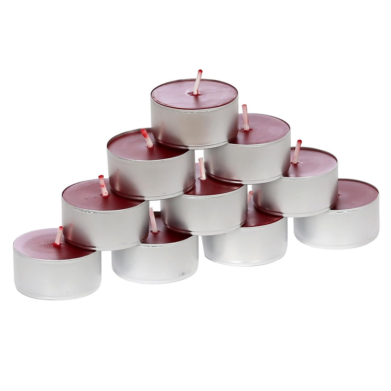 Velas de té de cera de abejas rojas con aroma de cera de abeja 100% natural en funda de aluminio, tamaño: juego de 40