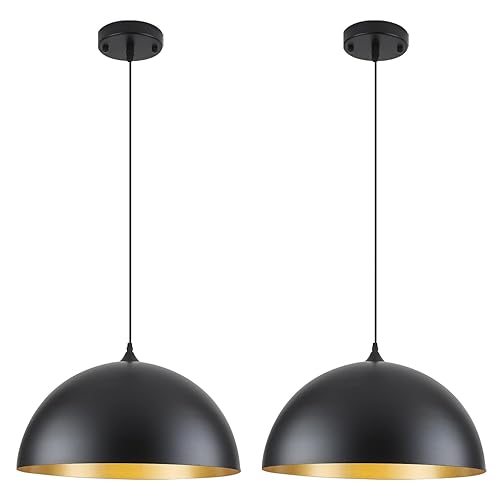 Black Large Pendant Light 2 Packs,19.7inches, Kitchen Pendant Lighting, Oversized