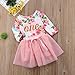 Baby Girls' 1st Birthday Tutu Dress Sleeveless Floral Romper Top Lace Skirt Clothes Easter Outfit 2Pcs (Pink-Long Sleeve, 6-12 Months)