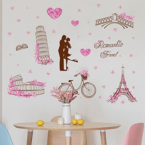 Ciwei Paris Wall Stickers Eiffel Tower - Wall Decal Vinyl Decoration Removable Self-Adhesive Mural Gift Living Room Background Wall Decoration Kitchen Office Girl Room #TOP2