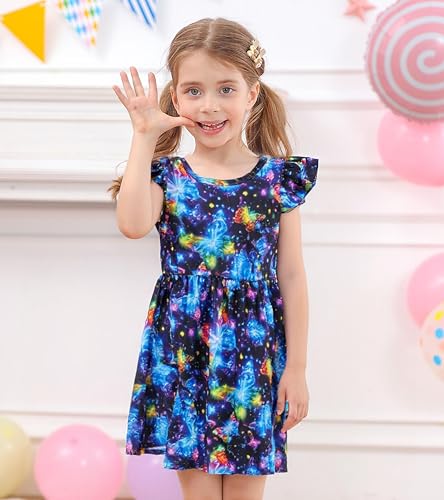 RAISEVERN Toddler Girls Dress Summer Ruffle Flutter Sleeve Dresses for Kids 2-7T3