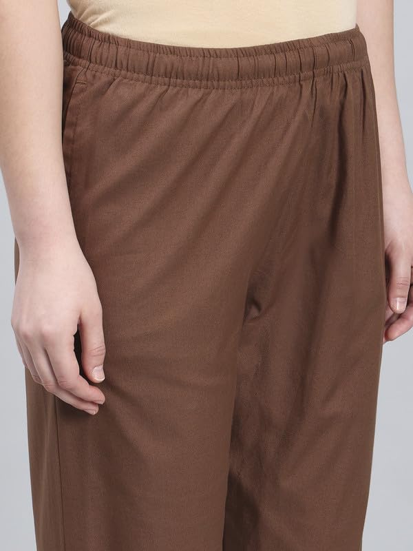 Image of GO COLORS Solid Soft Cotton Printed Pencil Pant for Women | Breathable, Side Pocket