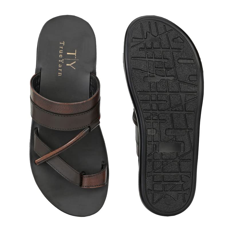 Image of Men's Original Leather Slippers | Thong Slippers For Men | Stylish & Trendy | Double Toned | Durable | Casual