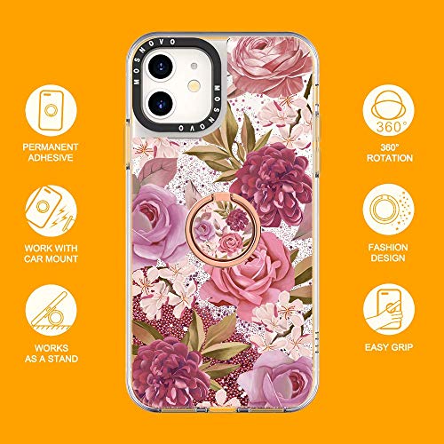 Cell Phone Ring Holder Finger Stand - Mosnovo Blossom Floral Flowers Kickstand For Girls Women, 360° Rotation Metal Ring Grip For Magnetic Car Mount, Compatible With All Smartphone - Rose Gold #TOP6