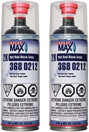 Spray max 2K Hot Rod Satin Black Spray Paint,Automotive Topcoat With Long Lasting and Durable Finish, High Chemical and Weather Resistance,2 Pack