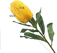 Vista 3 de Flor artificial de Banksia decorativa de plástico, hermosa flor de madera de banco preservada, tallo de Banksia para decoración del hogar y la Morado