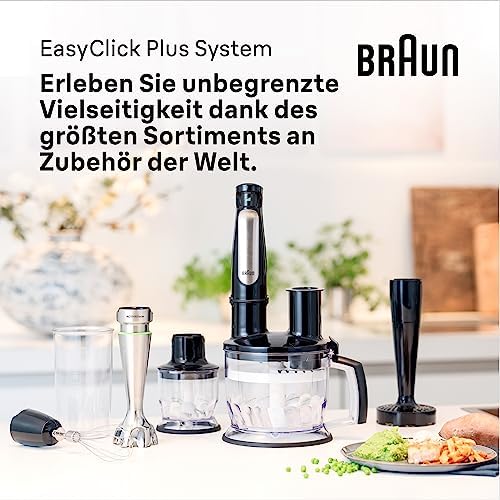 Bild 1 - Braun MultiQuick 7 - Stabmixer mit SplashControl-Technologie, ActiveBlade System, Präzise Geschwindigkeitsregelung, 500 ml Zerkleinerer, Schneebesen, 600 mL Becher, 1000W, Schwarz (MQ7035X)