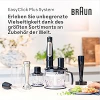 Braun MultiQuick 7 - Stabmixer mit SplashControl-Technologie, ActiveBlade System, Präzise Geschwindigkeitsregelung, 1,25L Standmixer, Zerkleinerer, Schneebesen, 600 ml Becher, 1000W, Schwarz (MQ7045X) – Ansicht 6