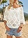 Fisoew Womens Crochet Cover Up Tops Summer Short Sleeve Hollow Out Sweater Shirts Boho Beach Swimsuit Coverups White