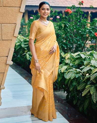 Image of SIRIL Women's Jacquard Kanjivaram Soft Silk Saree Pure Silk With Unstitched Blouse Piece