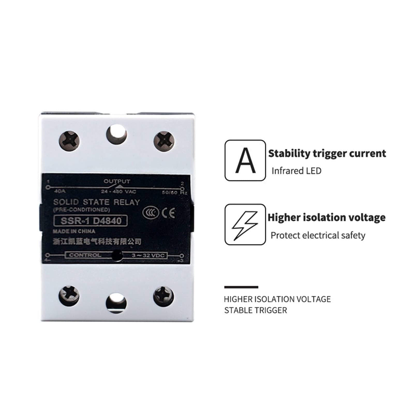 SSR DC TO AC relè a stato solido monofase 10A 25A 40A 60A 80A 100A 120A 200DD 240DD DC-DC industriale singolo SSR (Color : AA, Size : 100)