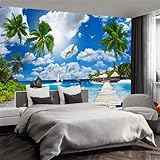 Pancraft Large Panoramic Ocean View Peel And Stick Wall Mural, Removable Ocean Mural, Office Decor Commercial Wall Art For Bedroom Living Room (A14, 118'×82')