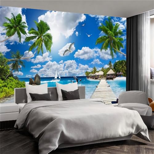 PANCRAFT Large Panoramic Ocean View Peel and Stick Wall Mural, Removable Ocean Mural, Office Decor Commercial Wall Art for Bedroom Living Room (A14, 118"×82")