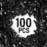100 Piece Classic Building Blocks, Compatible with Lego, Black Bricks in Bulk