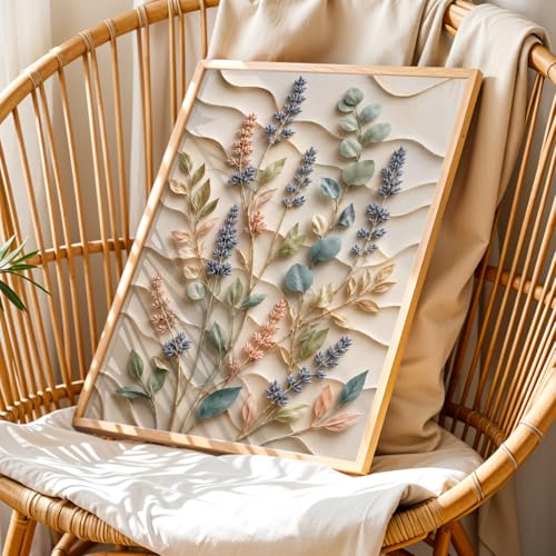 Image of NoWorries Floral Botanical Wall Painting with Frame | Premium Textured Flower & Leaf Artwork, Pastel Nature Wall Decor Framed for Living Room Bedroom Office and Home Decoration (Art-1,17x25inch)