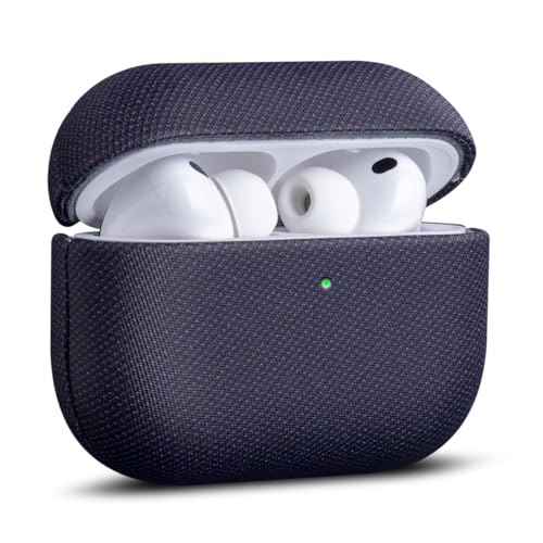 Image of Haobobro Handmade Case - for AirPods Pro 3 Case Cover - Premium Vegan Leather with Woven Fabric Texture, Wireless Charging Compatible, Drop Protective Hard Cover for AirPods Pro 3rd Generation, Purple