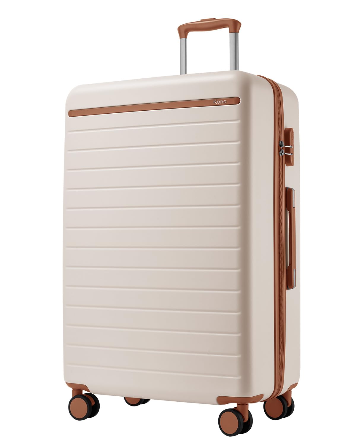 Kono Valigia Grande 76.5cm, Valigia da Viaggio Grande 23kg in Composito ABS+PC, Equipaggio Mano con 4 Ruote, Bianco