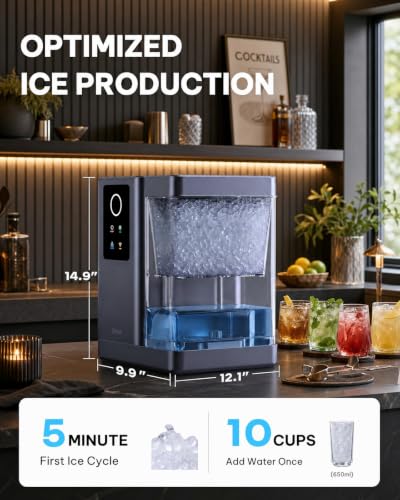 Image of Silonn Nugget Ice Maker, Smart Countertop Ice Machine with APP & Voice Control, Self-Cleaning, 44lbs /24H Soft Chewable Sonic Ice, 3L Tank, for Home Kitchen & Party