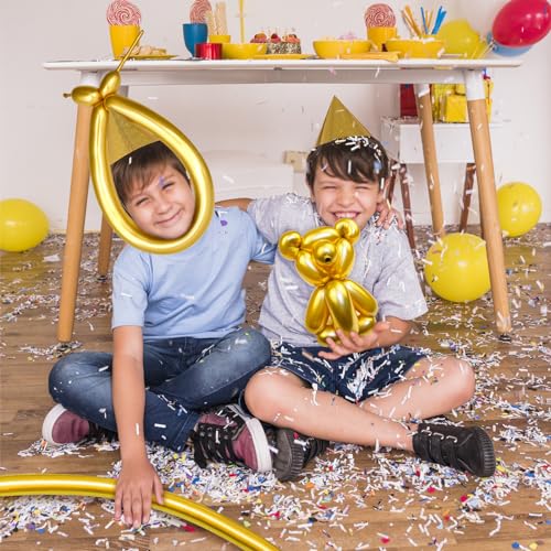 Image of Metallic Gold Long Balloons Premium 260 Twisting Animals Magic Balloons for Birthday Kids Wedding Party Supply 100pcs
