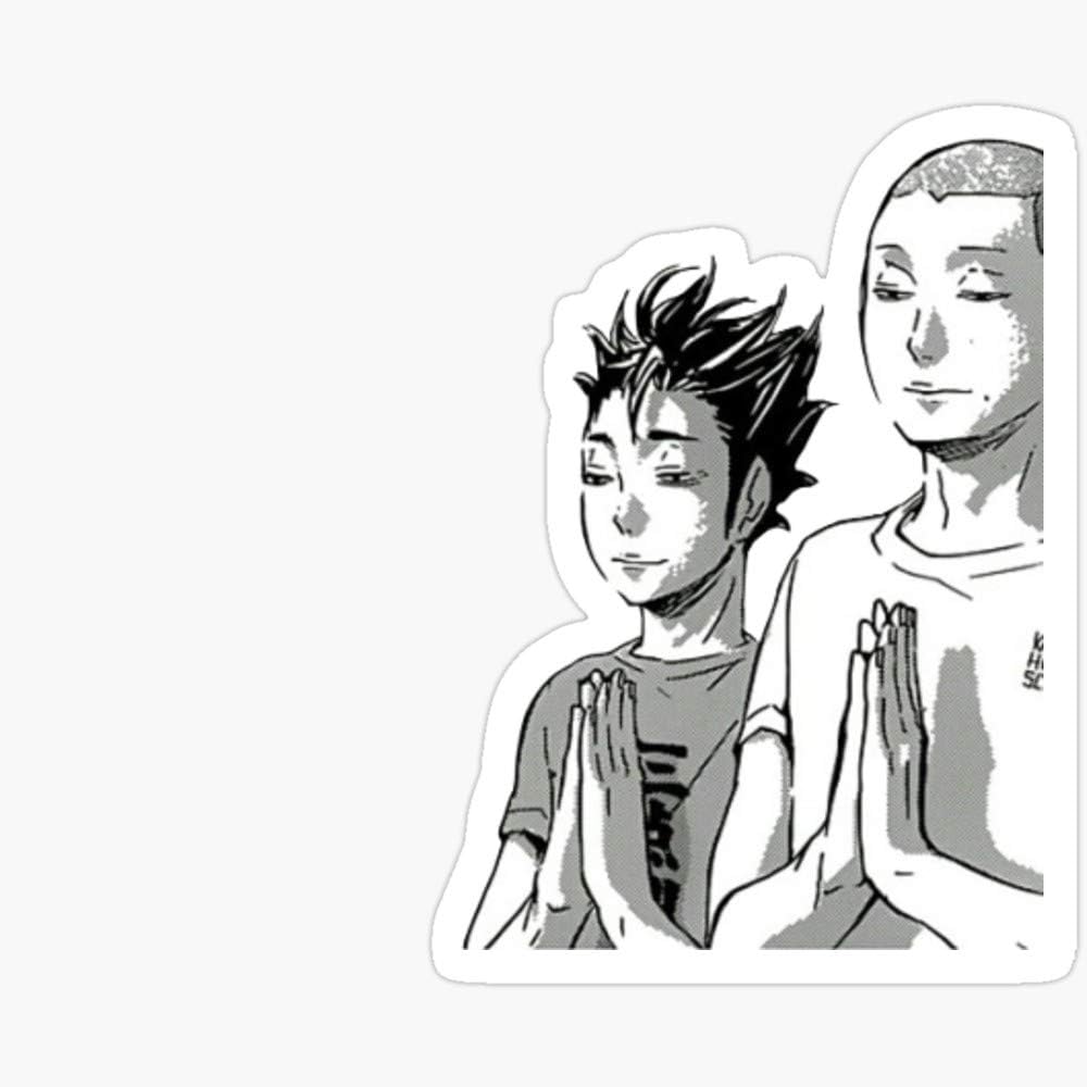 Sticker Vinyl Decal for Cars, Water Bottle, Fridge, Laptop Nishinoya & Tanaka Prayer Haikyuu Manga Sticker Stickers (3 Pcs/Pack)