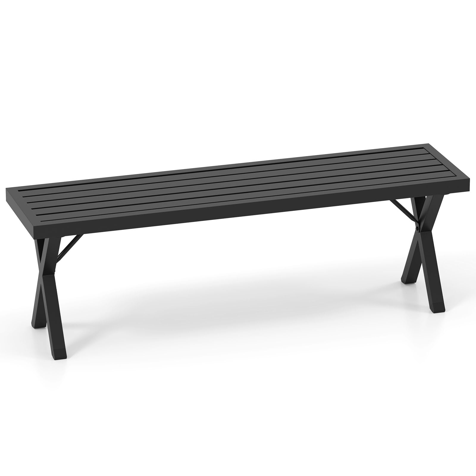 GIANTEX Banc de Jardin en Métal 3 Places - Résistant aux Intempéries - Sans Dossier pour Terrasse, Balcon et Parc - Charge Maximale 360 kg