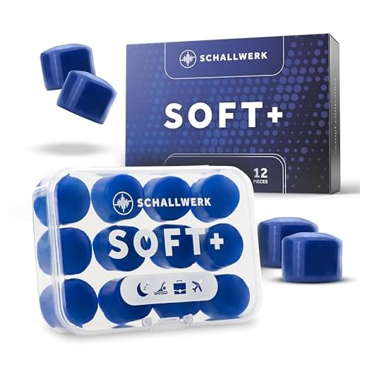 Schallwerk® Soft+ 12 tapones para los oídos de silicona - tapones para los oídos suaves para dormir - cancelación del ruido - auriculares antiruido para dormir (Azul Oscuro, 12 piezas)