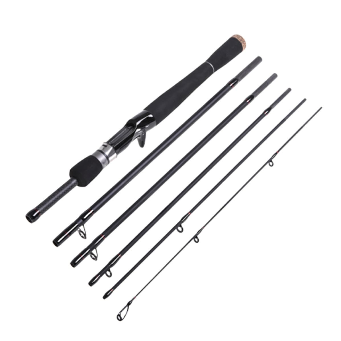 MAGICLULU 2.4m Canna da Pesca Carbonio Sezioni Canna da Esche Corto per Spigole e Carpe Mare e Acqua Dolce Leggera e Resistente con Anelli in Ceramica Portatile e Compatta