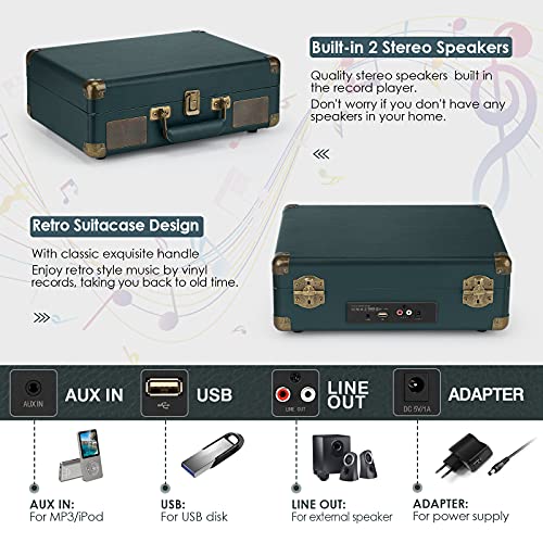 Asmuse Tourne-Disque Vintage 3 Vitesses Tourne-Disque vinyles avec Haut-parleurs stéréo intégrés,Tourne-Disque Bluetooth… - Les Beatles, Paul McCartney, John Lennon, RIngo Starr, George Harrison Asmuse Tourne-Disque Vintage 3 Vitesses Tourne-Disque vinyles avec Haut-parleurs stéréo intégrés,Tourne-Disque Bluetooth… – Image 5