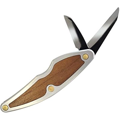 FLEXCUT Whittlin' Jack (JKN88) 2-Blade Pocket Carving Knife, High-Carbon Steel (1.5″ Detail + 2″ Roughing), Aluminum & Wood Handle, 3 oz, 4.25″ Closed, Made in USA