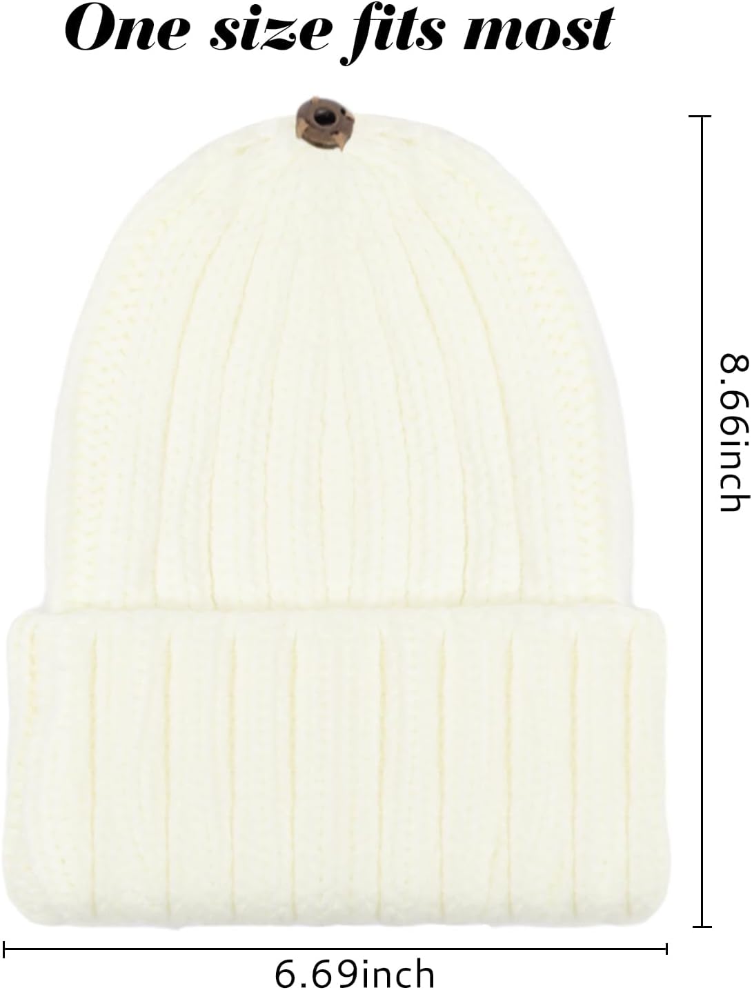 Womens Winter Knitted Beanie Hat White Beanie Snow Cap Warm Knit Fashionable Caps for Fall Cold Weather - Image 6