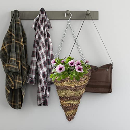 Angoily Hanging Flower Pot Cone Shaped Planter Basket Rattan Flower Basket Wall Flower Plant Pot Holder Fern Wicker Bird Nest Farmhouse Orchid Pot For Indoor Outdoor Coffee Khaki #TOP3