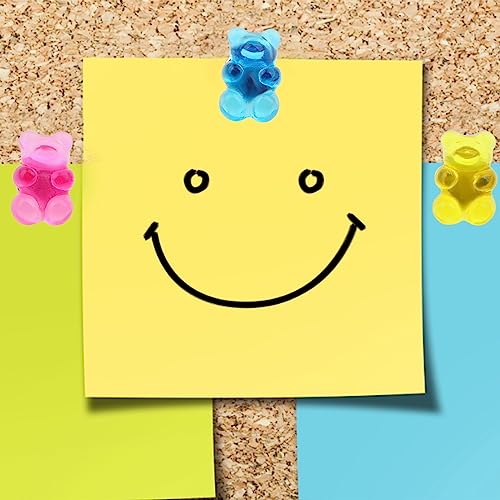 50pcs Colorful Translucent Gummy Bear Push Pins Cute Resin Bear Thumb Tack Decorative Pushpins with A Box for Home Office Bulletin Board Corkboard Hanging Posters