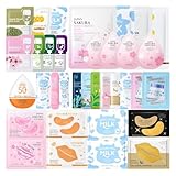 35PCS Pamper Gifts for Women, Face Mask Set, Gifts for Travel Skincare Set with Cleanser, Serum, Scrub,Mud Mask,Sleep Face Mask,Hand Cream,Lip Mask,Eye Patch - Skin Care Gift Set