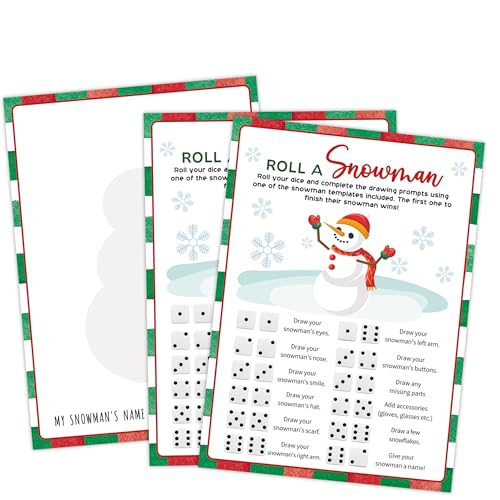 Roll a Snowman Christmas Party Game - 25 Players, Family & Adults, Holiday & Winter Activity
