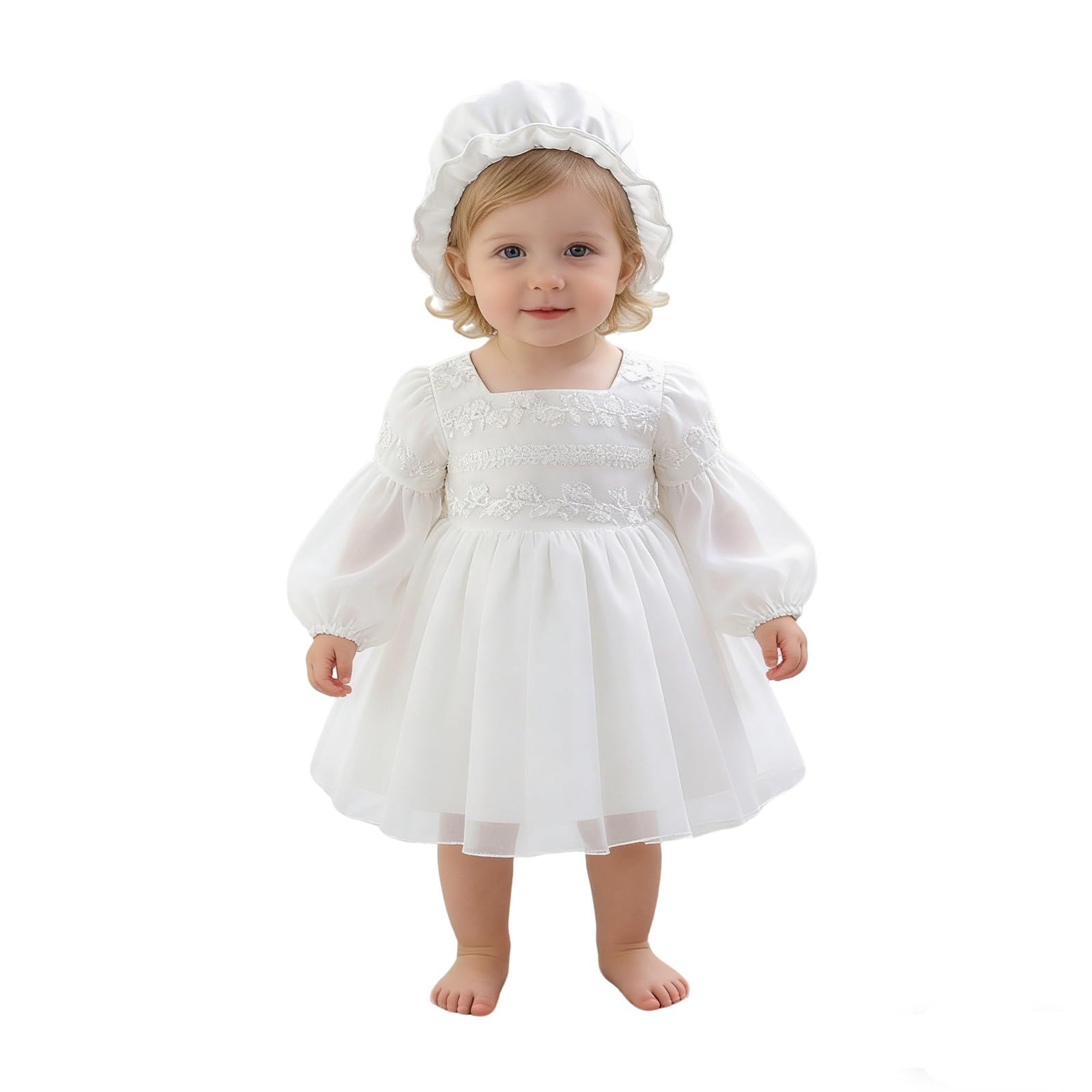 Mädchen Taufkleid mit Langen Ärmeln und Rock, Party-Tutu-Outfit