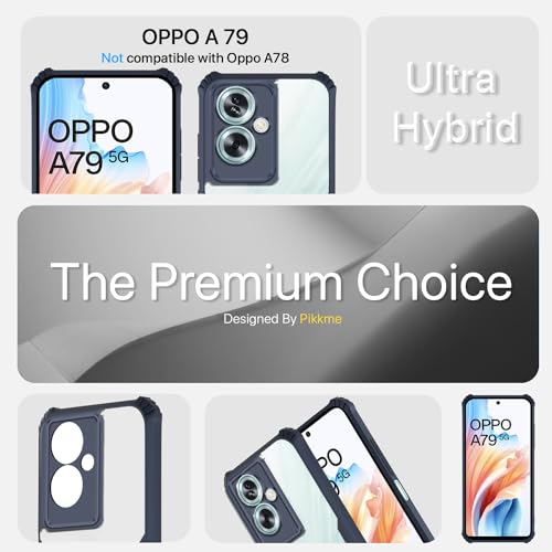 Image of Pikkme Oppo A79 5G Back Cover | Crystal Clear Transparent Back | Ultra Hyrbid | Full Camera Protection | Raised Edge | Bumper Back Case (Blue)