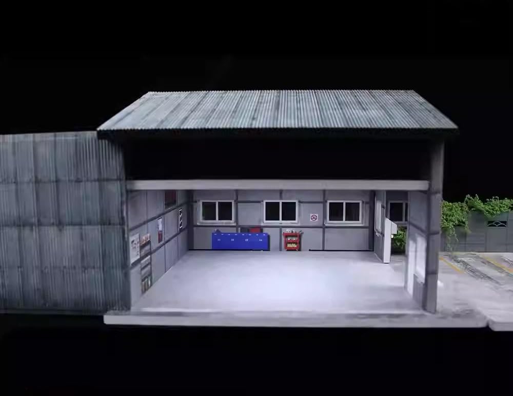 Amazon.co.jp: Raineed 1/64 ミニチュア 工場 建物モデル 模型 駐車