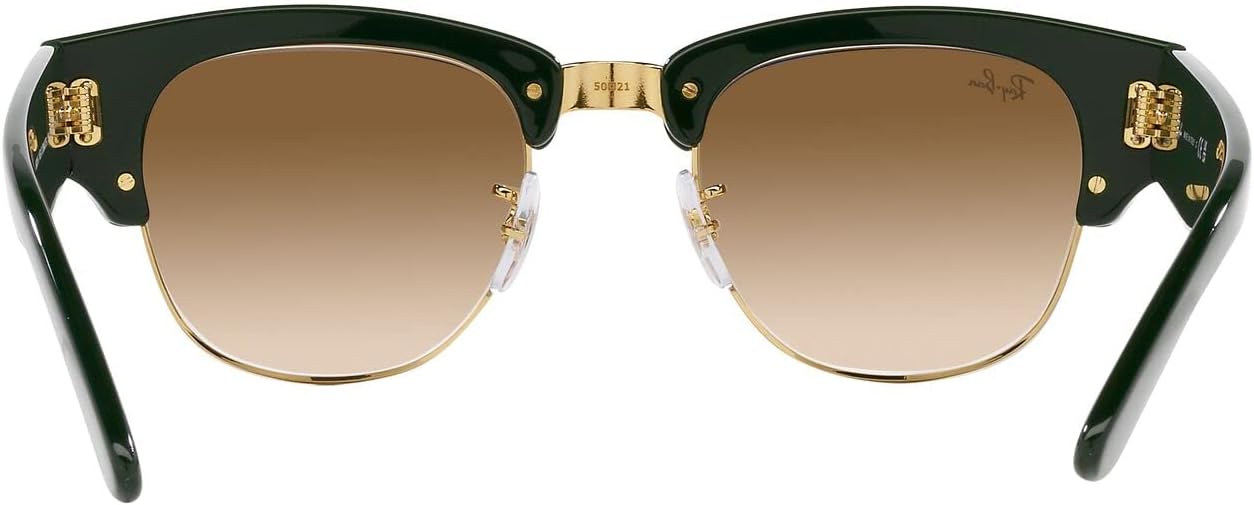 Ray-Ban Unisex Sunglasses Green On Gold Frame, Light Brown Lenses, 53MM
