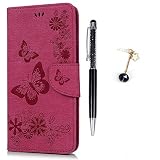 Coque iPhone 6 Coque iPhone 6S LANVY Bookstyle Étui Arbres Housse Imprimé en PU Cuir Case à Rabat Coque de Protection Portefeuille TPU Silicone Case pour iPhone 6/ 6S - Rose Chaud