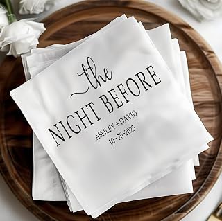 Personalized Wedding Napkins, The Night Before Design, Custom Printed, White