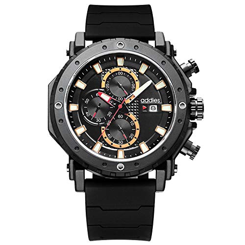 Relojes Hombre Cronógrafo Multifunción Relojes para Hombres Correa De Silicona 5bar Impermeable Movimiento De Cuarzo Analógico