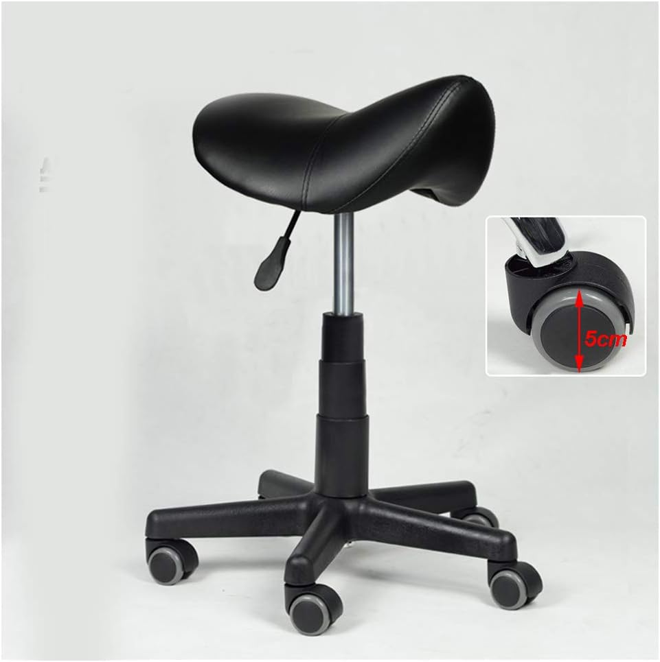 Heavy Duty Hydraulic Saddle Stool - Adjustable Rolling Ottoman with Wheels for Clinics, Dentists, Spas, Medical, Massage & Salons - 550 lbs Weight Capacity