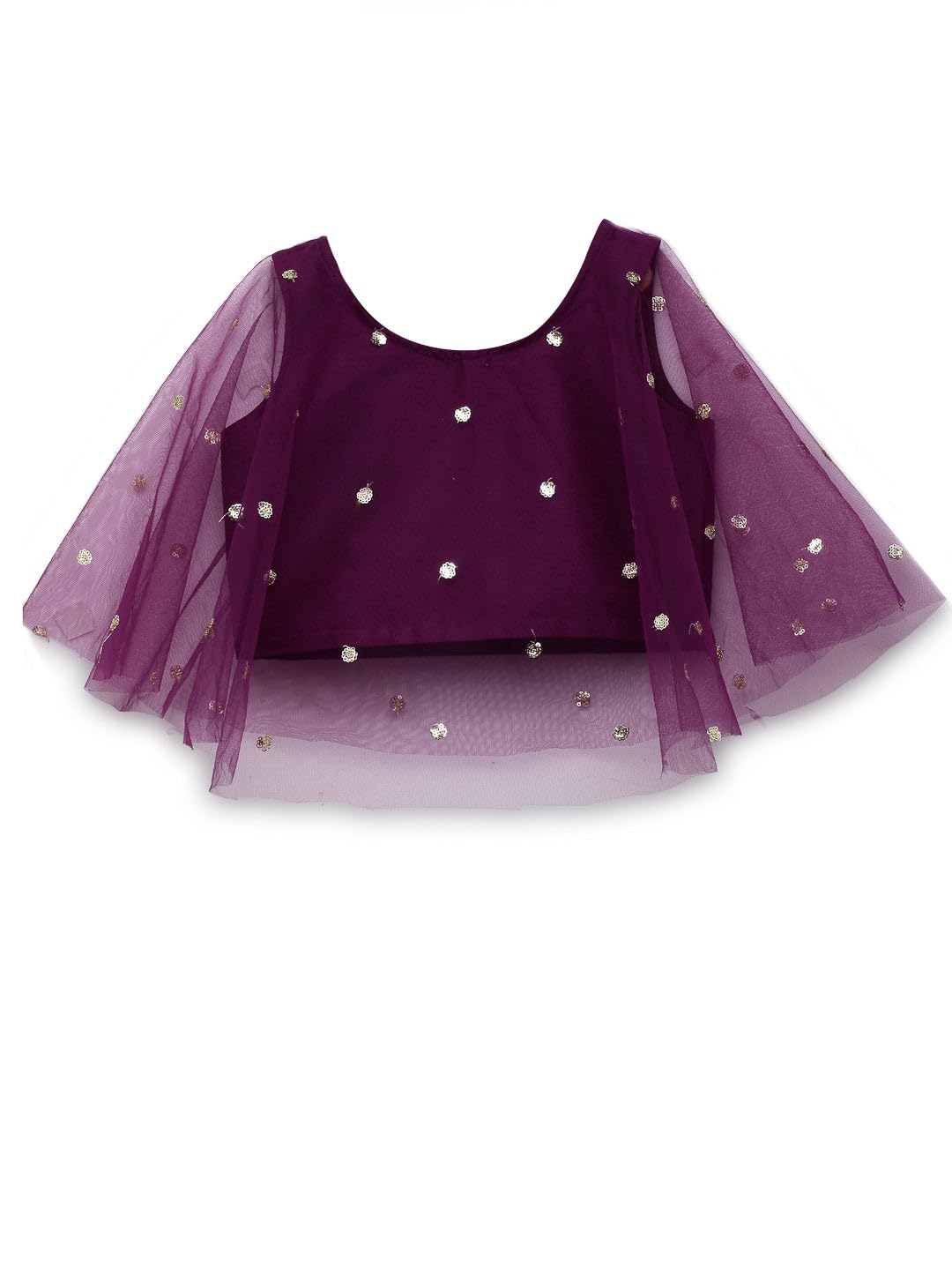 studio rasa Girls Net Sequins Embroidered Kids Cape Top for Festive Wedding-image-35