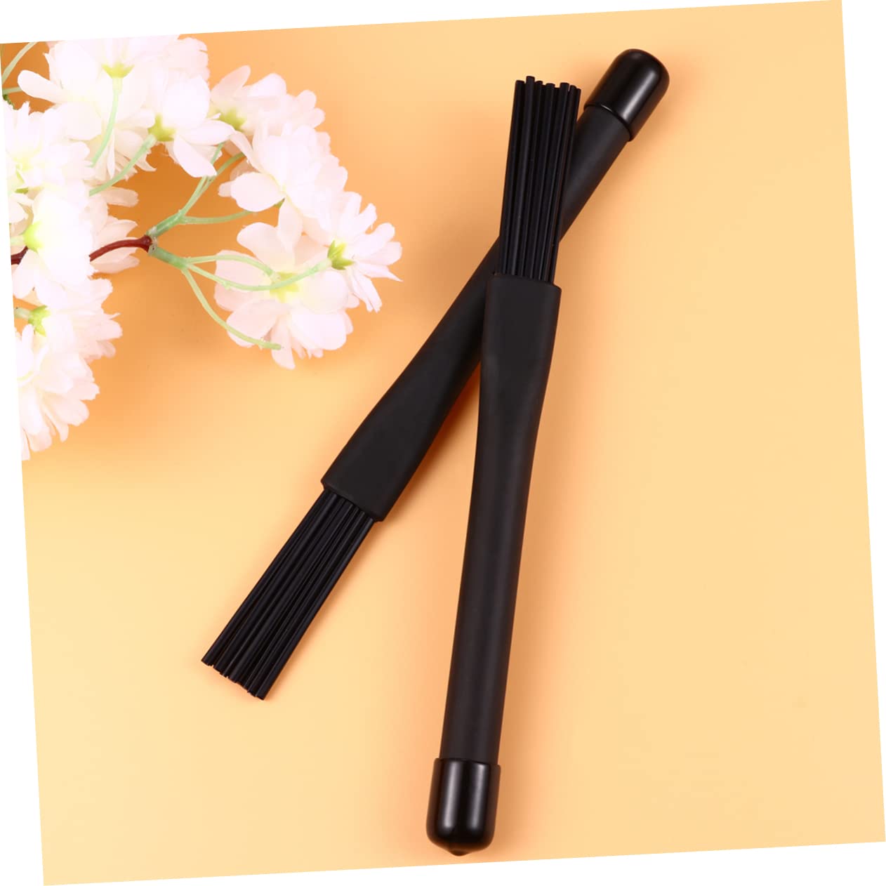 Levemolo Retractable Drum Brush Set Nylon Drum Brushes for Jazz and Drummers Black Easy Storage