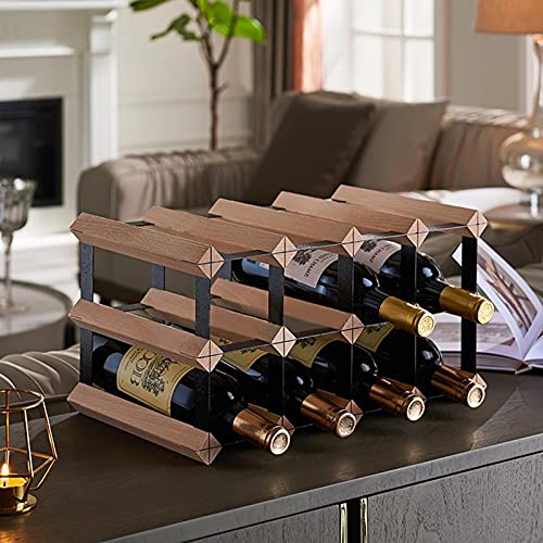 Wll-Dp Elegant Countertop Wine Rack Wine Storage Shelf Beech Wood Wine Holder, Hold 8~12 Bottles, For Pantry Dining Room Bar Kitchen Tabletop Cabinet #TOP2