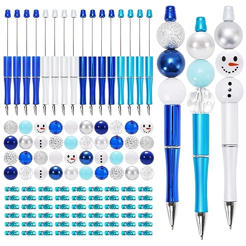 Stylo à bille perle de Noël Whaline avec perles strass et bonhomme de neige pour loisirs créatifs