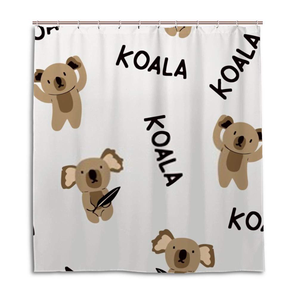 Rideau de douche Koala en polyester 180x180cm avec crochets en C lavable